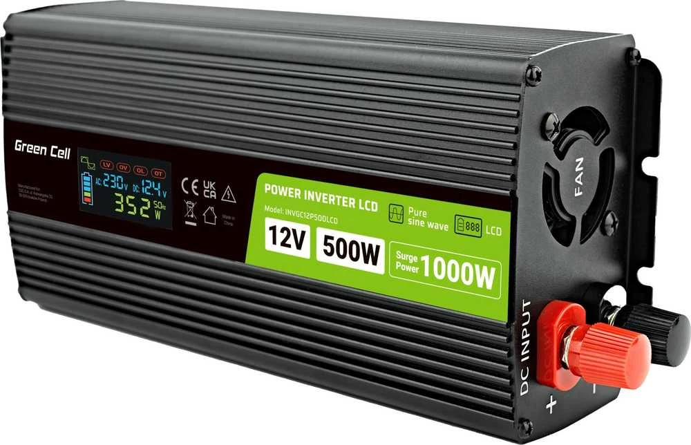 Green Cell Žalias Cell Automobilio maitinimo inverteris Žalias Cell® 12V–230V, 500W/1000W