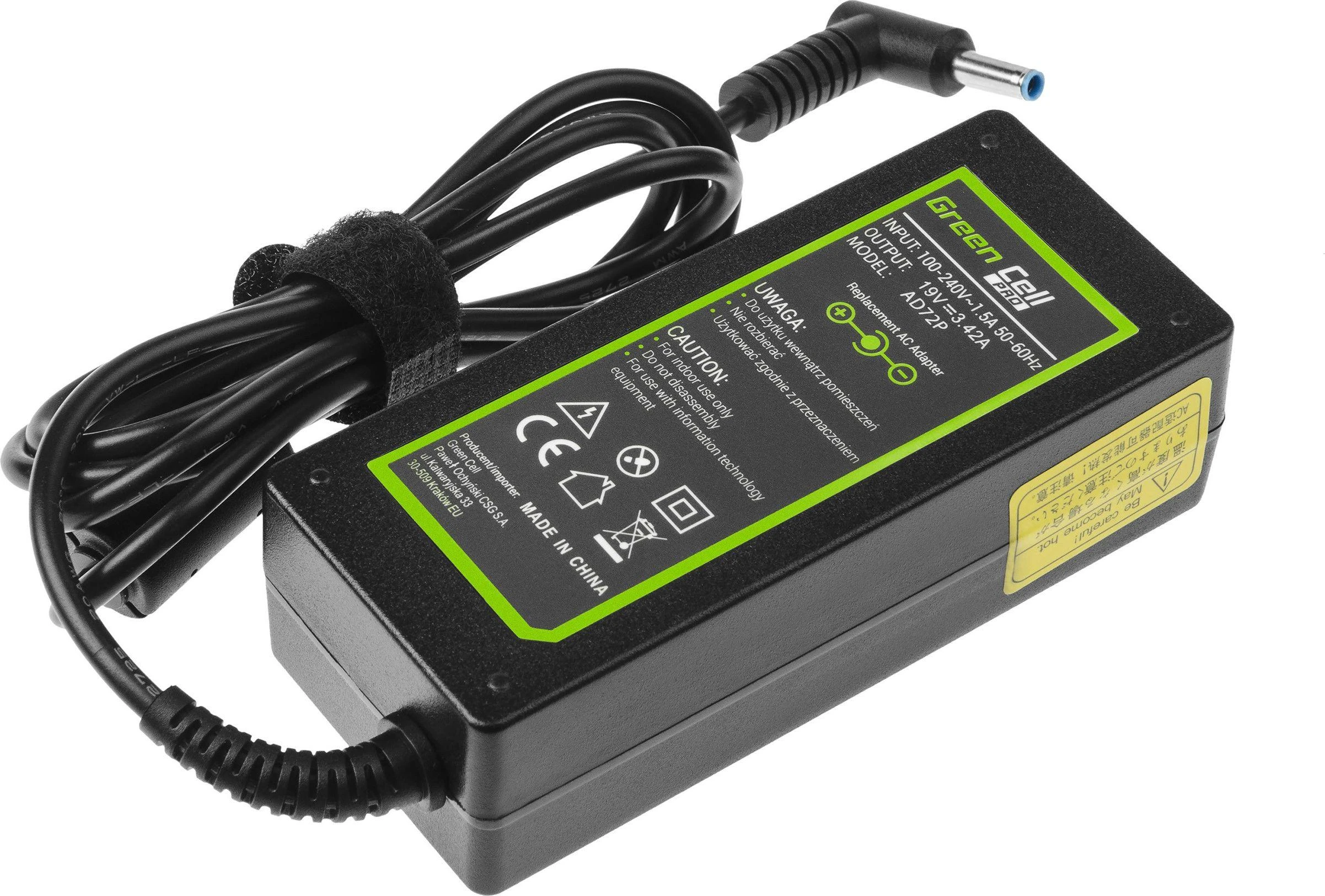 Green Cell Žalias Cell GREENCELL AD72P maitinimo įkroviklis Žalias Cell PRO 19V 3.42A 65W, skirtas AsusPro BU400 BU400A PU551