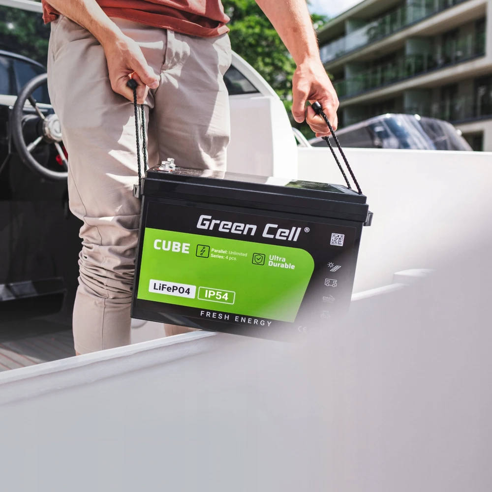 Green Cell Žalias Cell Žalias Cell CUBE LiFePO4 20Ah 12.8V 256Wh ličio geležies fosfato akumuliatorius skirtas traktoriui, vejapjovei, elektrinėms transporto priemonėms