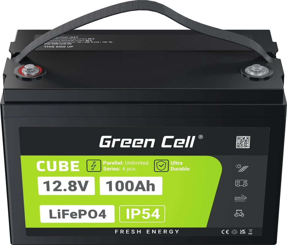 Green Cell „Žalias Cell“ Žalias Cell LFPGC12V100AH UPS akumuliatorius ličio geležies fosfatas (LiFePO4) 12,8 V 100 Ah