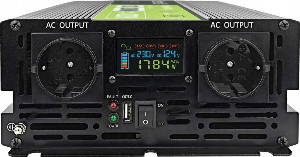 Maitinimo inverteris Green Cell PowerInverter LCD 12V–230V, 2000W/4000W