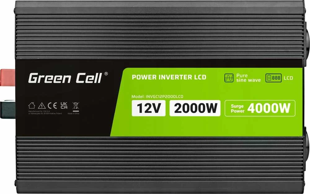 Maitinimo inverteris Green Cell PowerInverter LCD 12V–230V, 2000W/4000W