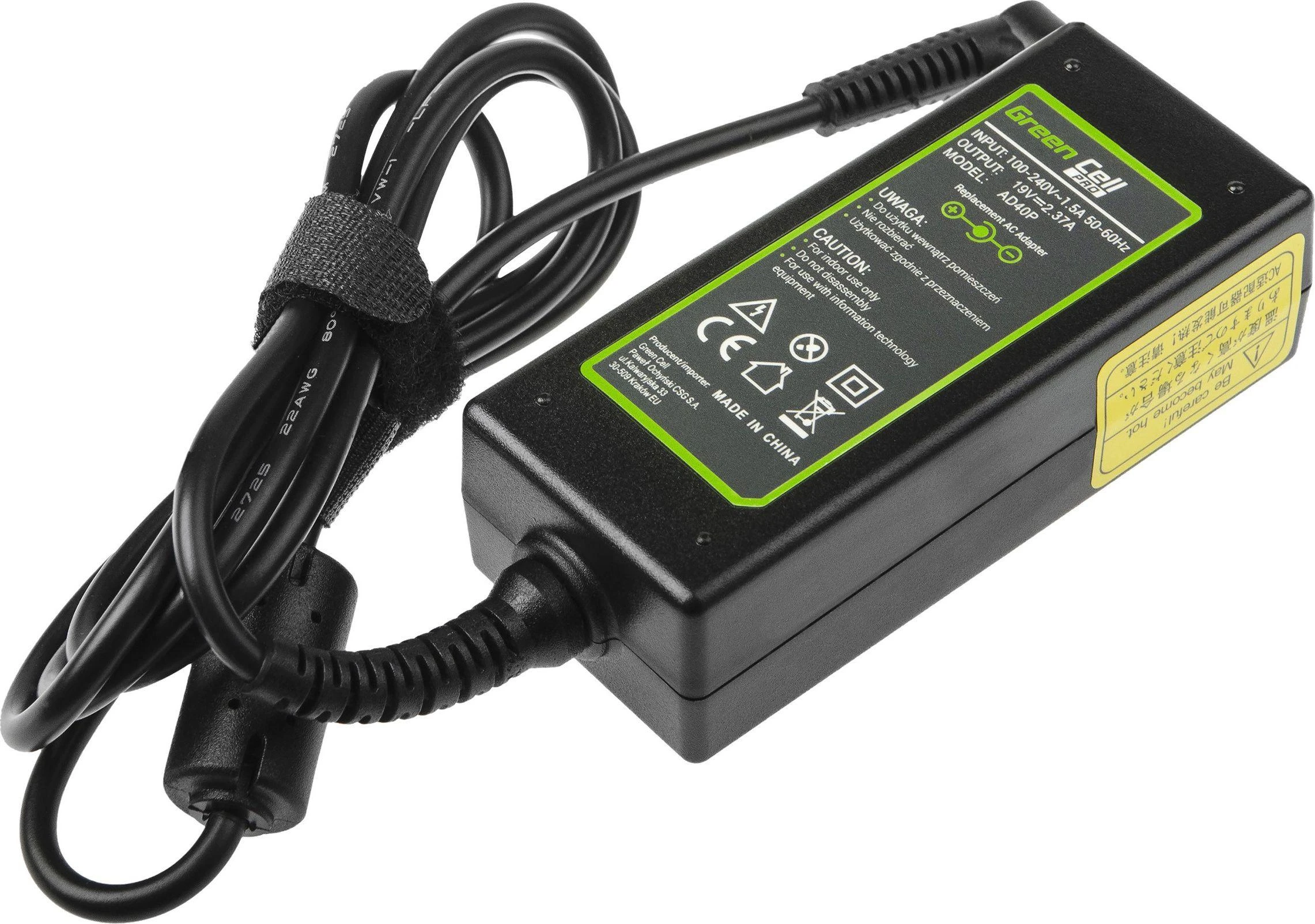 GREENCELL AD40P Žalias Cell PRO 19V 2.37A 45W maitinimo įkroviklis, skirtas Asus R540 X200C X200M X201