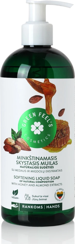 Green Feel Žalias FEEL'S skystasis muilas su medaus ir migdolų ekstraktais