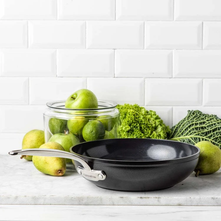 Green Pan Žalias Pan GreenPan Barcelona Pro Wok keptuvė 28 cm, juoda