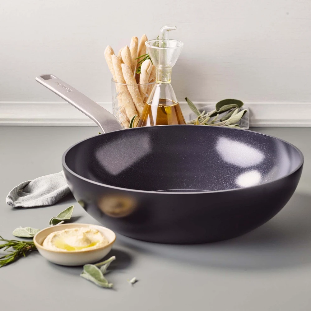 Green Pan Žalias Pan GreenPan Evolution Wok keptuvė 28 cm, juoda