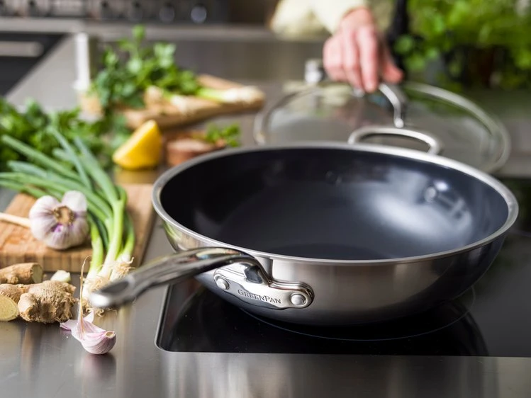 Green Pan Žalias Pan Keptuvė Greenpan GreenPan Premiere Wok 30 cm Stainless Steel