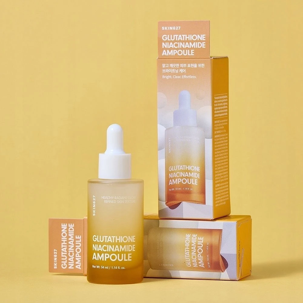Green Pharmacy Skin627 Glutationo ir niacinamido ampulė. Šviesinamoji ampulė su glutationu ir niacinamidu, 34 ml.