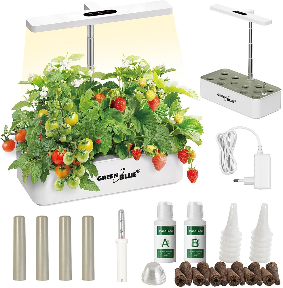 „GreenBlue“ išmanioji kambarinių augalų auginimo sistema, išmanusis vazonas, 4 l talpa, 12 augalų, pilno spektro LED, GB133