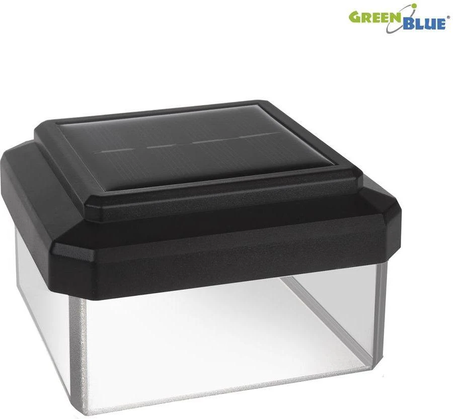 Lampa „GreenBlue“ LED saulės energija varomas stulpinis šviestuvas, 80x80 mm, voko formos gaubtas, GB127