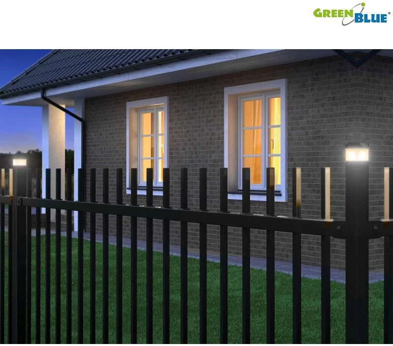 Lampa „GreenBlue“ LED saulės energija varomas stulpinis šviestuvas, 60x40 mm, voko formos gaubtas, GB125