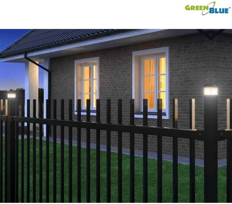 Lampa „GreenBlue“ LED saulės energija varomas stulpinis šviestuvas, 80x80 mm, voko formos gaubtas, GB127