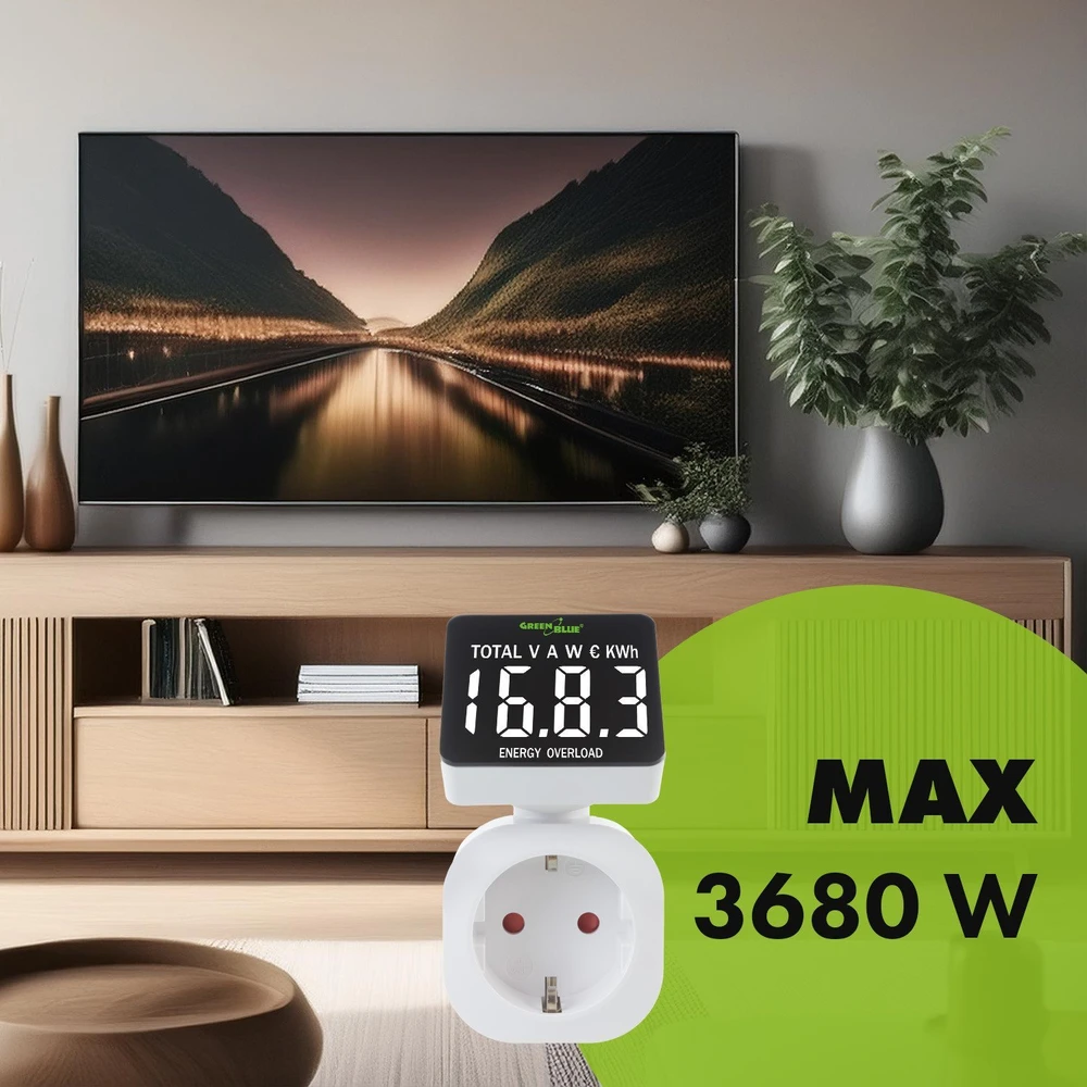 Miernik „GreenBlue“ energijos skaitiklis, vatmetras, 16 A, maks. 3680 W, atminties atsarginė kopija, GB620 E