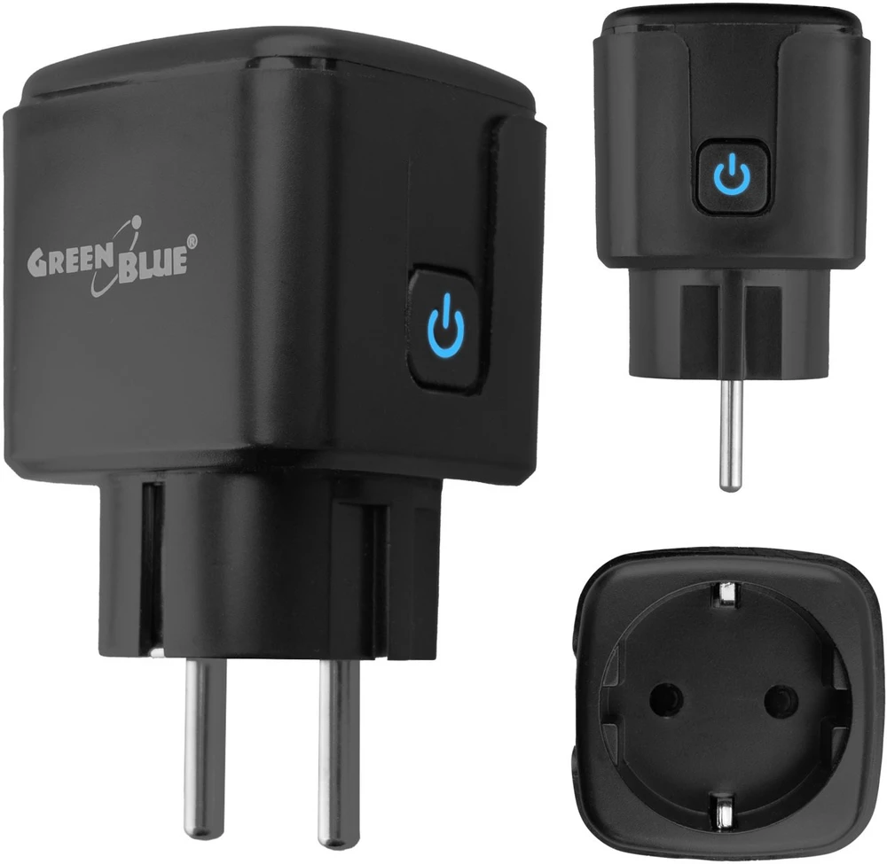 „GreenBlue“ nuotolinio valdymo „WiFi“ lizdas, „Android“ / „iOS“ / „Alexa“ / „Google Home“, laikmatis, vatmetras, maks. 16 A / 3840 W, GB735 B