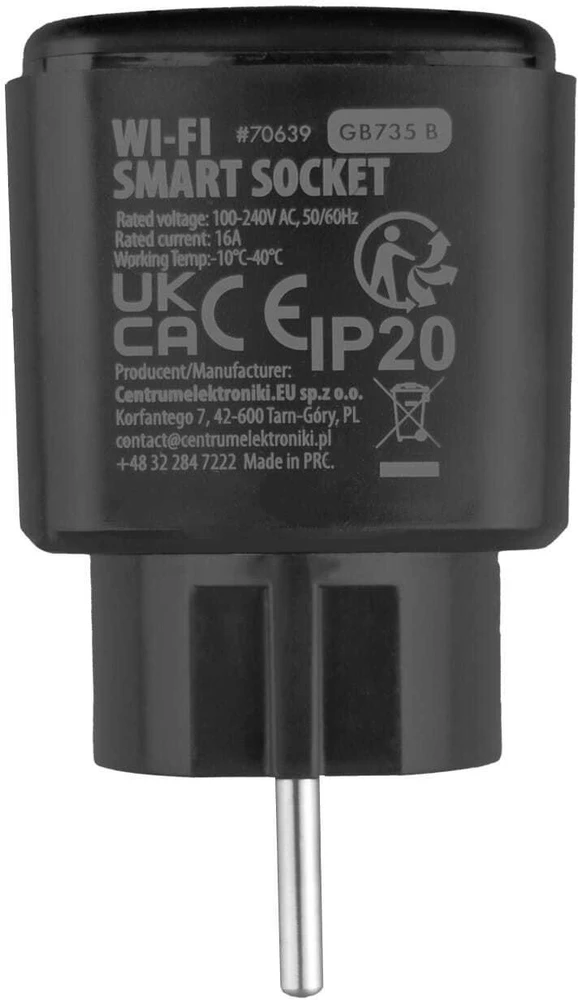 „GreenBlue“ nuotolinio valdymo „WiFi“ lizdas, „Android“ / „iOS“ / „Alexa“ / „Google Home“, laikmatis, vatmetras, maks. 16 A / 3840 W, GB735 W