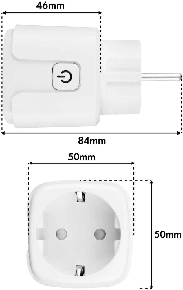 „GreenBlue“ nuotolinio valdymo „WiFi“ lizdas, „Android“ / „iOS“ / „Alexa“ / „Google Home“, laikmatis, vatmetras, maks. 16 A / 3840 W, GB735 W