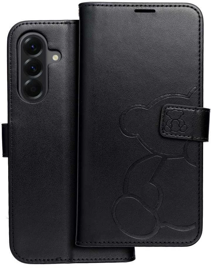 OEM atverčiamas dėklas iPhone 16e (SE 4 2025) Mezzo Book meškiukas juodas