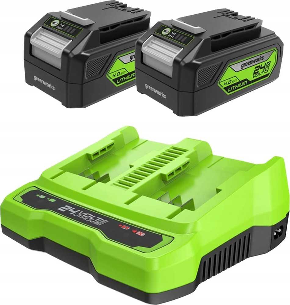 Priedų rinkinys Greenworks GSK24B4X; 24 V; 2x4,0 Ah + pakrovėjas
