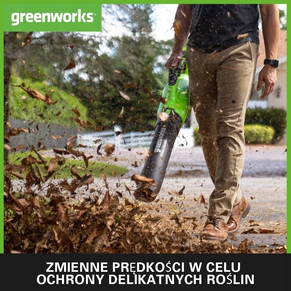 Akumuliatorinis lapų pūstuvas Greenworks GD40ABIIK2X; 40 V; 2x2,0 Ah akum.