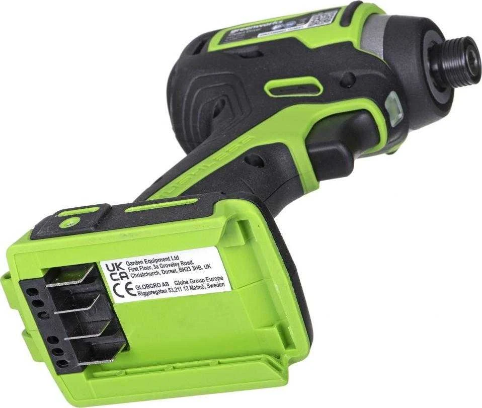Smūginis suktuvas-gręžtuvas Greenworks GD24D200; 24 V (be akumuliatoriaus ir pakrovėjo)