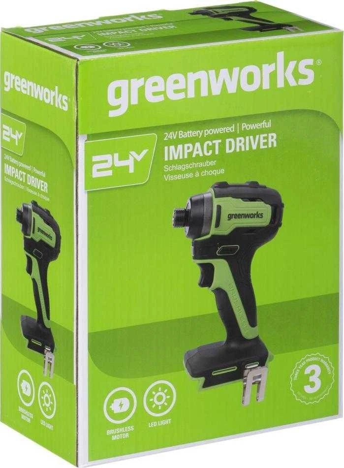 Smūginis suktuvas-gręžtuvas Greenworks GD24D200; 24 V (be akumuliatoriaus ir pakrovėjo)