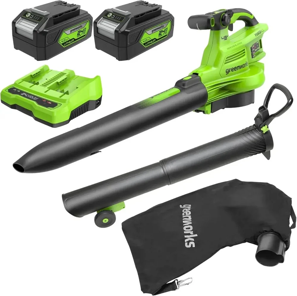 Akumuliatorinis lapų siurblys-pūstuvas Greenworks BL48L421-01; 2x24 V; 2x4,0 Ah akum.
