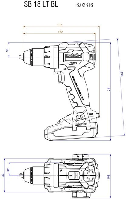 Akumuliatorinio gręžtuvo SB 18 LT BL korpusas MetaLoc, Metabo