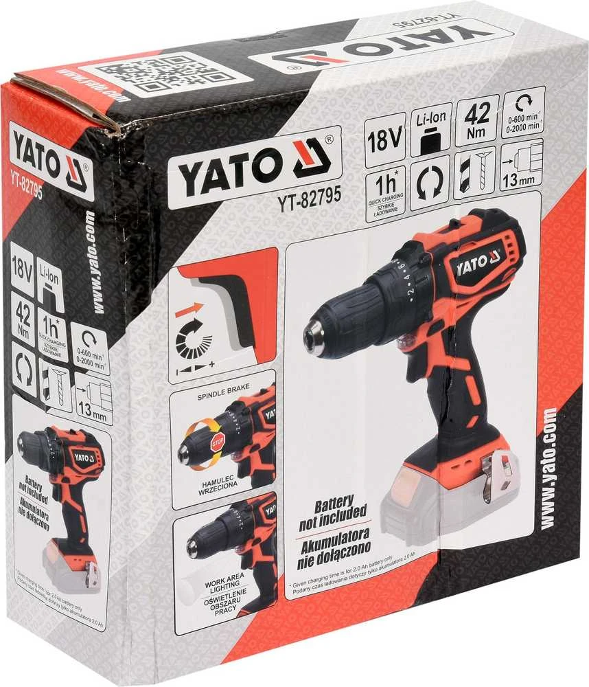 Suktuvas-gręžtuvas Yato YT-82795; 18 V (be akumuliatoriaus ir pakrovėjo)