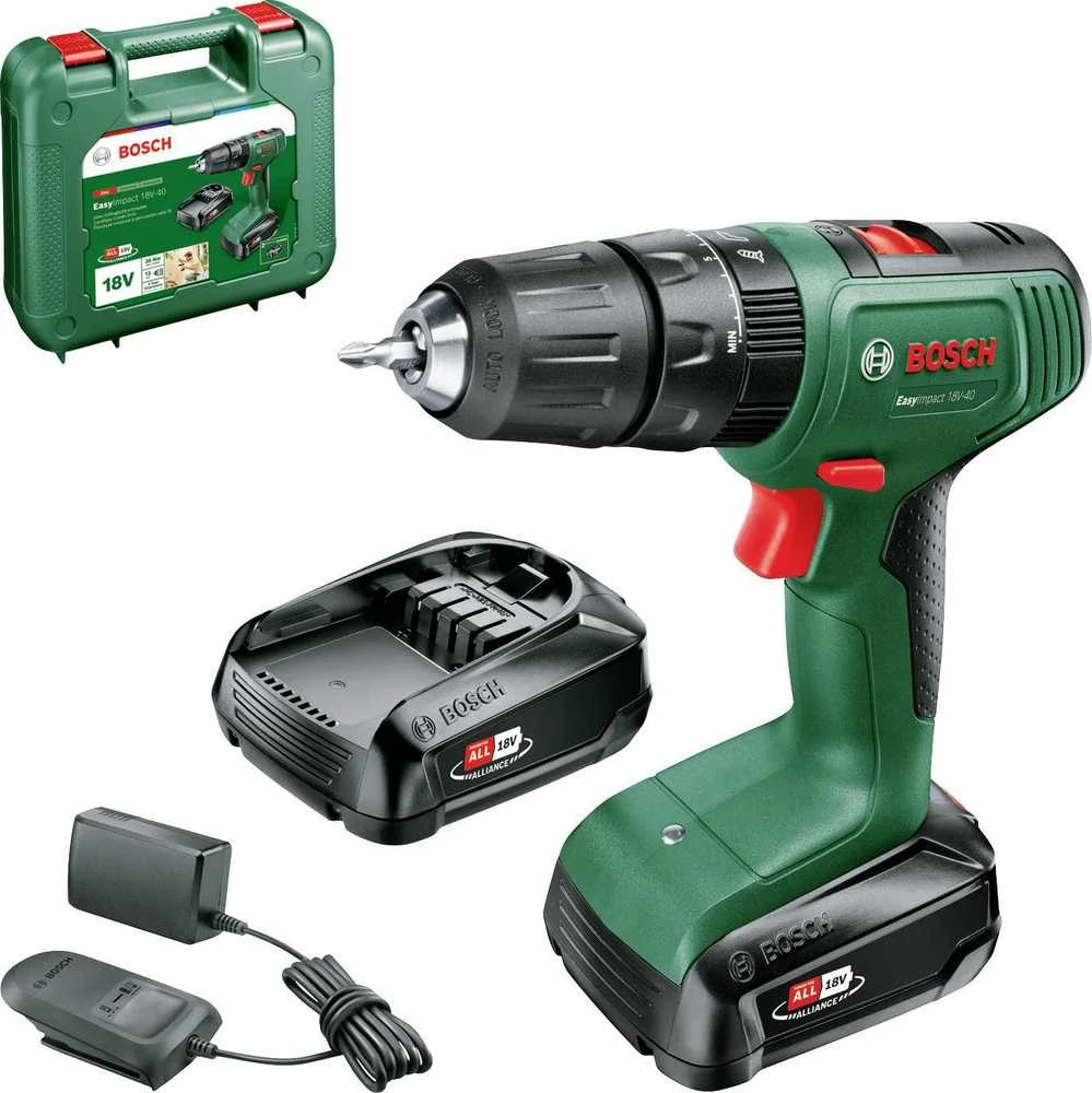 Akum.smūginis gręžtuvas Bosch EasyImpact 18V-40, 2x2 Ah akumuliatoriai
