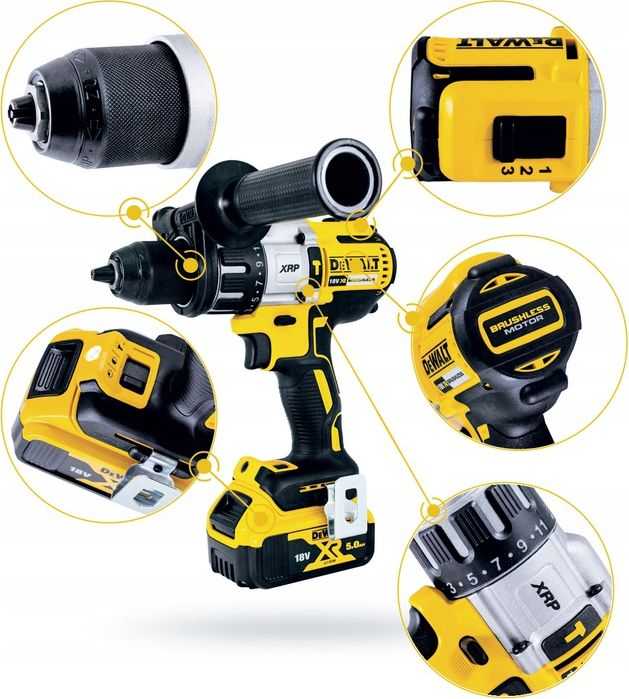 DeWalt smūginis suktuvas - gręžtuvas DCD996P3 18V, 95Nm, 3 pavaros, 3 x 5,0 Ah