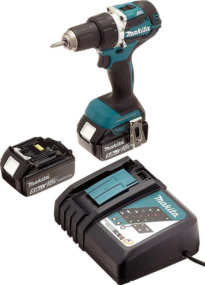 Makita DDF484RTJ Akumuliatorinis gręžtuvas, 18 V, 2x 5,0 Ah Li-ion, 54/36 Nm, 1,6kg, LED, MAKPACK