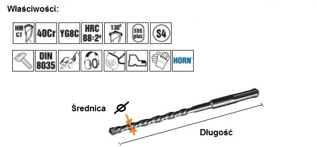 Grąžtas Art-Pol ARTPOL grąžtai SDS PLUS 8x 450mm