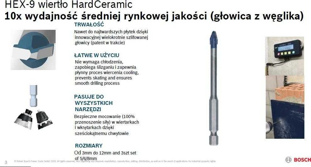 Grąžtas Bosch BOSCH Gražtai HEX-9 HARD CERAMIC 10 x 90 B2608579509