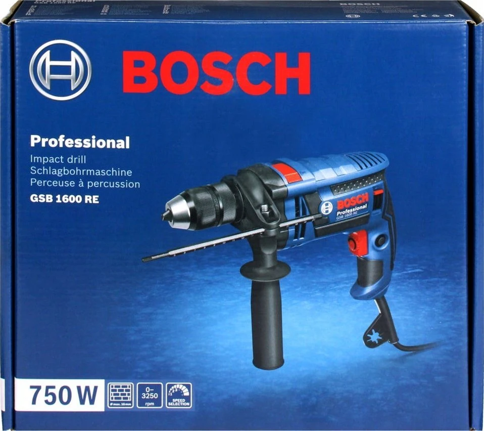 Elektrinis smūginis gręžtuvas Bosch GSB 1600 RE; 701 W