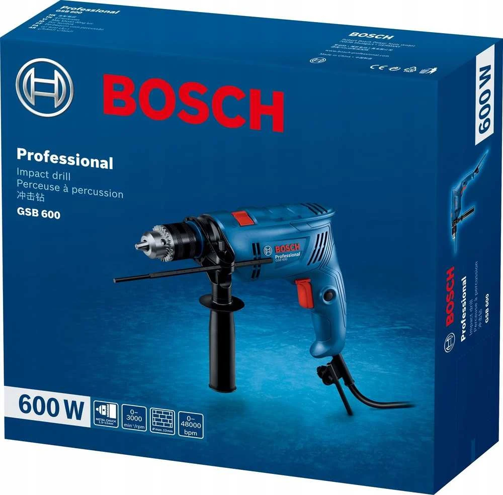 Elektrinis smūginis gręžtuvas Bosch GSB 600; 600 W