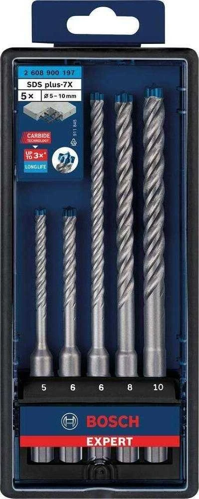 Grąžtas Grąžtų betonui rinkinys Bosch SDS-plus-7X; 5/6/6/8/10 mm; 5 vnt.