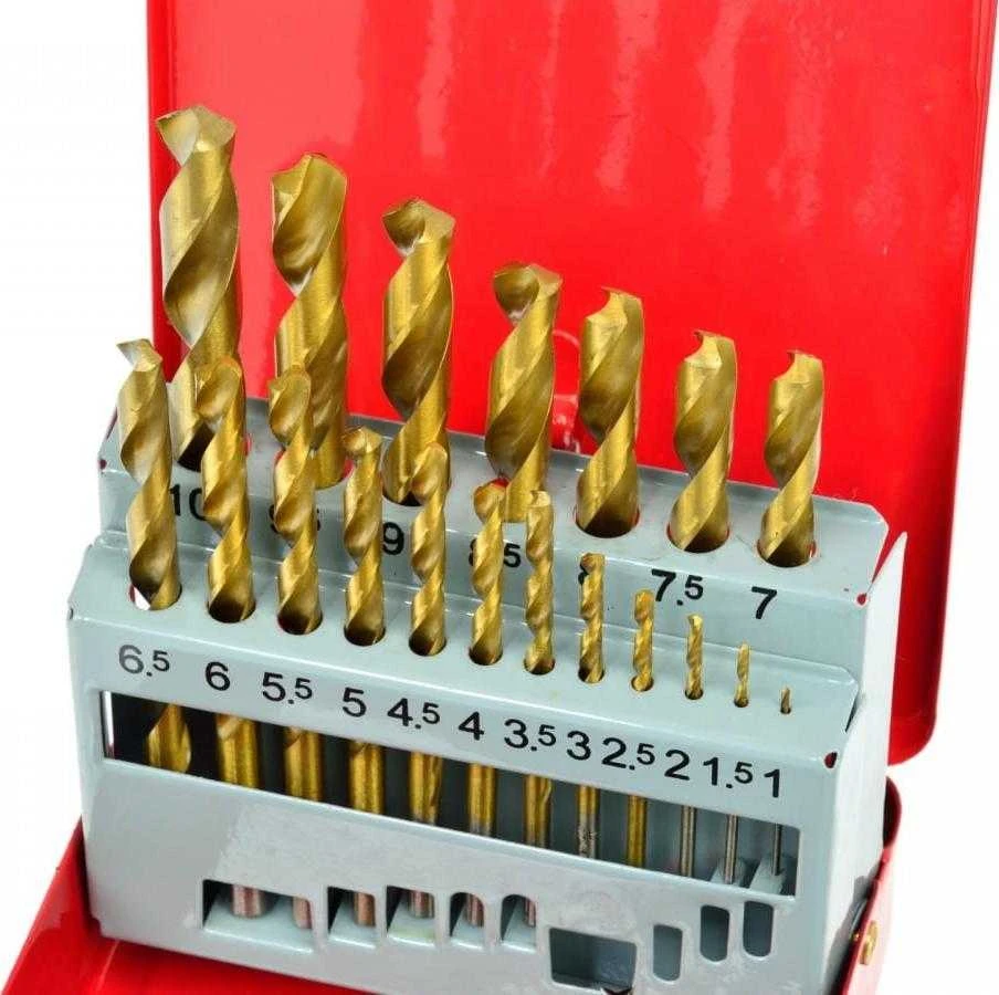 Grąžtas Gręžtuvas Geko, GRĄŽŲ RINKINYS, 19 Vnt 1-10MM. MET.BOX(40) G38234 GEKO