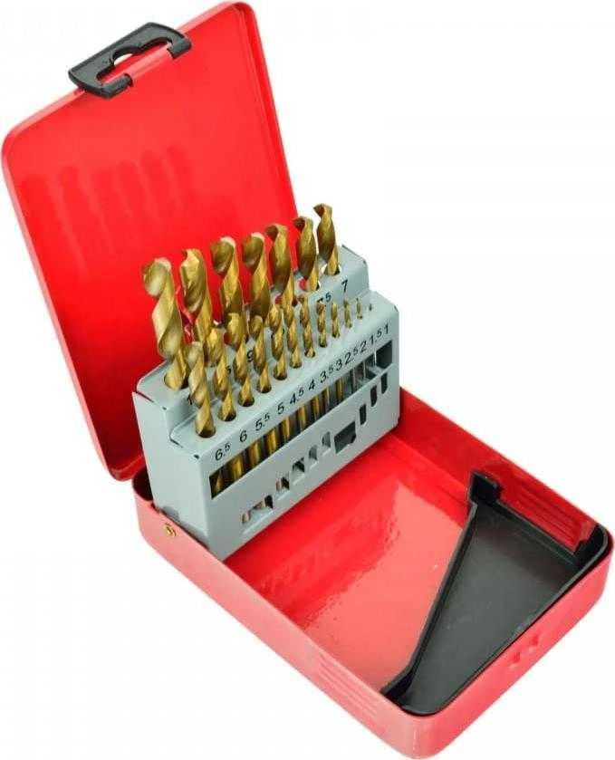 Grąžtas Gręžtuvas Geko, GRĄŽŲ RINKINYS, 19 Vnt 1-10MM. MET.BOX(40) G38234 GEKO
