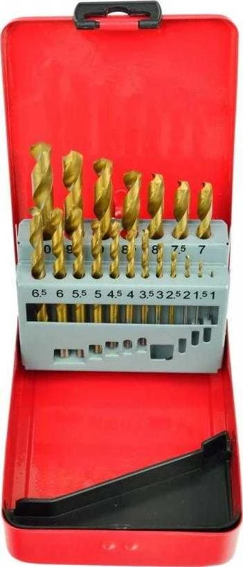 Grąžtas Gręžtuvas Geko, GRĄŽŲ RINKINYS, 19 Vnt 1-10MM. MET.BOX(40) G38234 GEKO