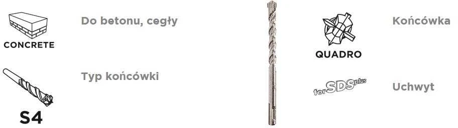 Wiertło Grąžtas betonui Graphite SDS+ 57H462, 14x400 mm