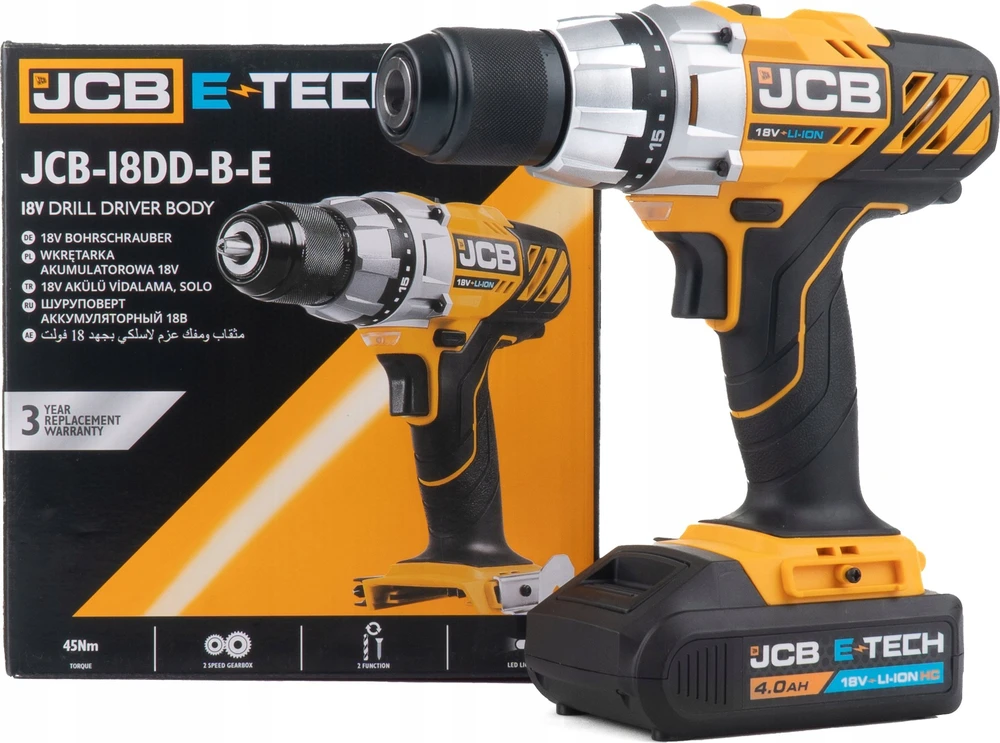 Gręžtuvas JCB Gręžtuvas akumuliatorinė 18V 45Nm (be akumuliatoriaus ir kroviklio)