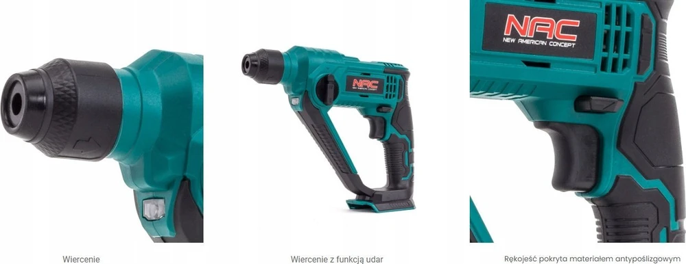 Perforatoriaus NAC su baterija ir įkrovikliu – HE-SDS-LI-ST-20V