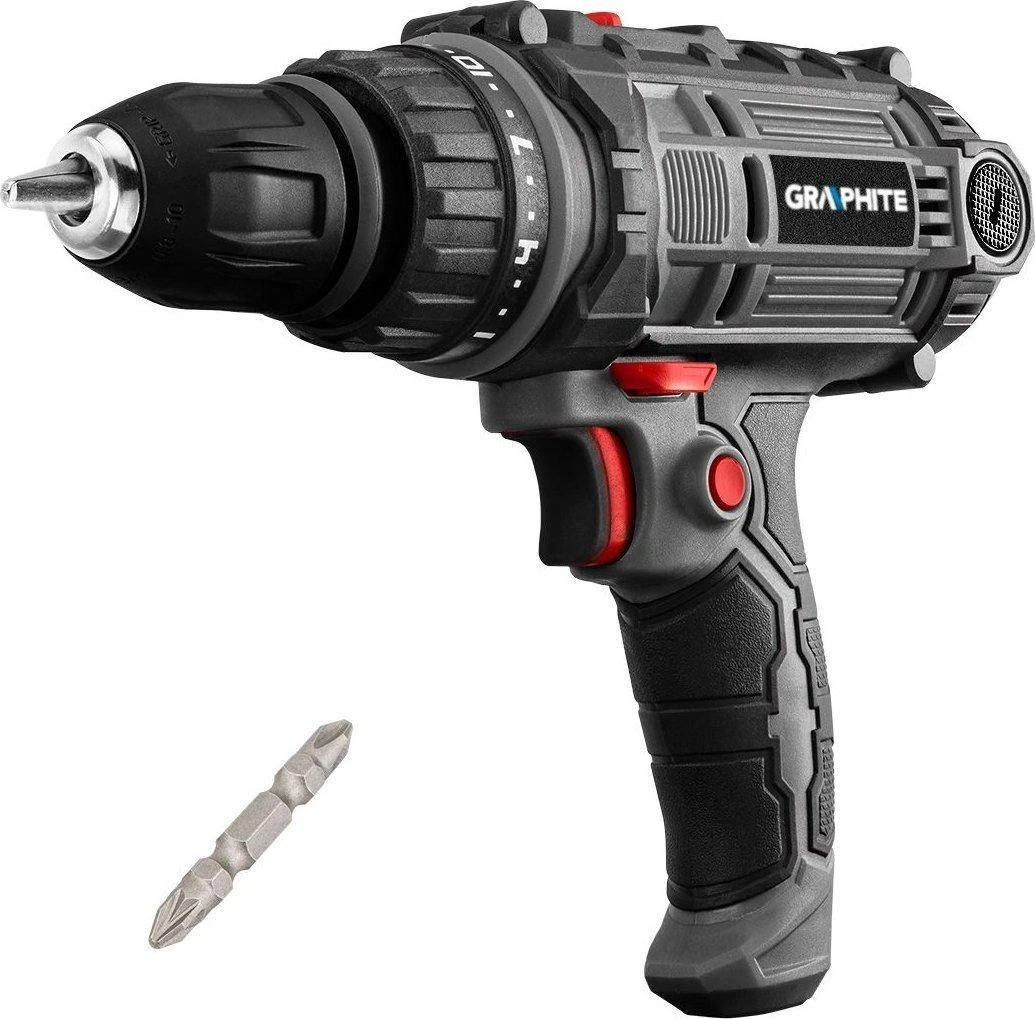 Graphite Wiertarko Wkretarka 300 W laidinis gręžtuvas-suktuvas, 10 mm savaime užsifiksuojantis griebtuvas, nešiojimo dėklas