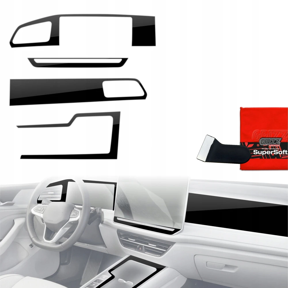 GrizzGlass Plėvelė vidaus dalims GrizzGlass PianoSkin Glossy, skirta Volkswagen Passat B9 15'' (2024-2025) [4w1]