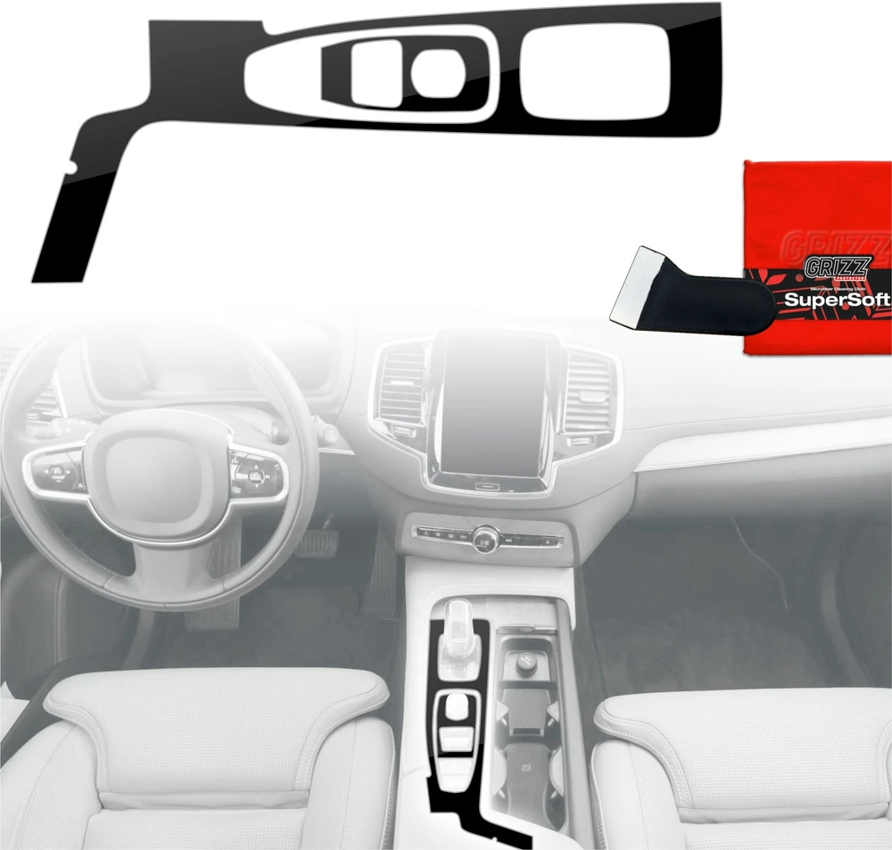 GrizzGlass plėvelė vidaus apdailai GrizzGlass PianoSkin Glossy, skirta Volvo XC90 T8 Drive Mode (2015-2020) [2in1]