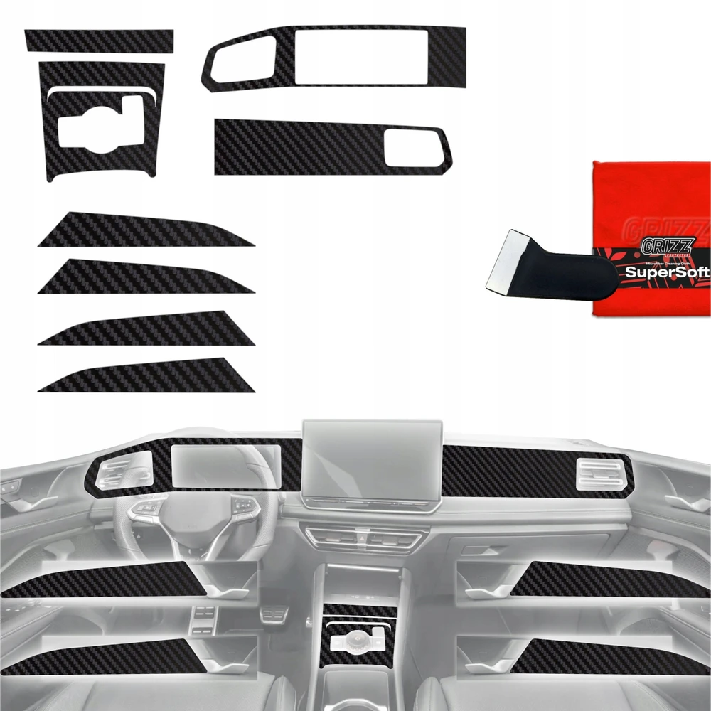 GrizzGlass Plėvelė vidaus apdailai GrizzGlass PianoSkin Matte, skirta Volkswagen Tiguan 3 (2024-2025) [8w1]