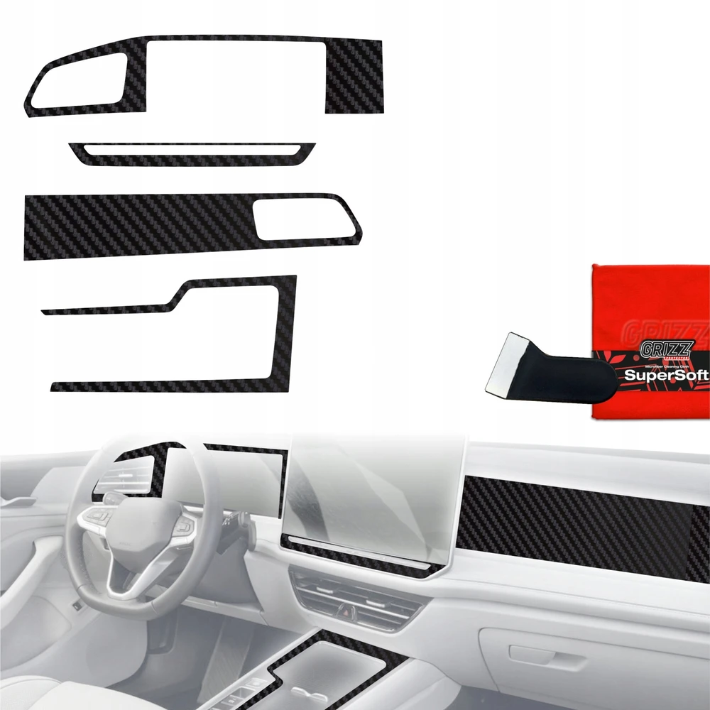 GrizzGlass plėvelė vidui GrizzGlass PianoSkin Matte, skirta Volkswagen Passat B9 12,9'' (2024-2025) [4w1]