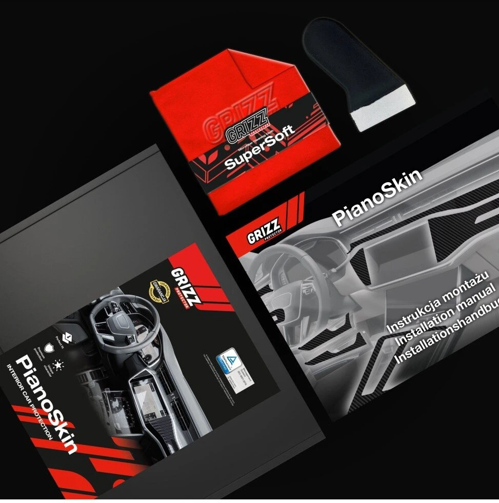 GrizzGlass plėvelė salonui PianoSkin Carbon Glossy, skirta MG HS Hybrid (2024-2026) [4w1] (GRZ22848)