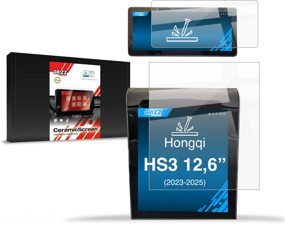 GrizzGlass Keraminė plėvelė GrizzGlass CarDisplay Protection, skirta Hongqi HS3 12,6'' (2023-2025) [2w1]