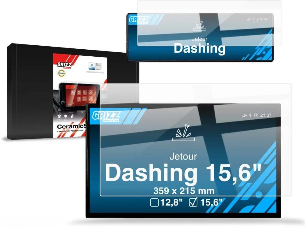 GrizzGlass Keraminė plėvelė GrizzGlass CarDisplay Protection, skirta Jetour Dashing 15,6'' (2025-2026) [2w1]